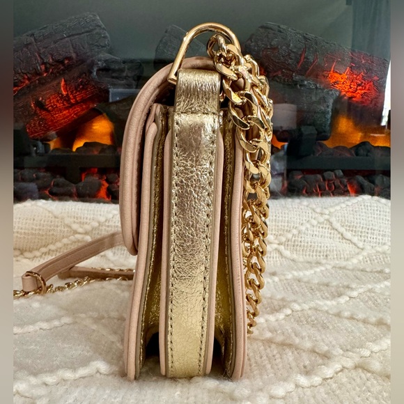 Tory Burch - Light Oak And Spark Gold - Duet Leather Shoulder Bag - Picture 6 of 16